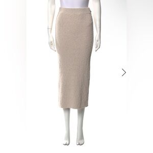 NEW Rachel Zoe Womens Med Stretchy Boucle Knit Pull On Midi Skirt‎ Cream Beige